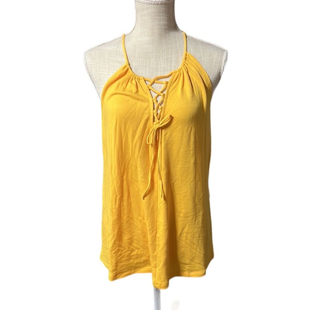 NWT Ro&De Nordstrom Sleeveless Spaghetti Strap Tank Top Blouse Yellow Womens M